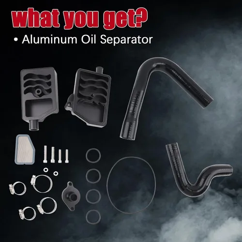 Miniatura 9 de Separador de aceite apto para Ford F250 F350 F450 Super Duty 6.7L V8 Power Stroke Diesel OE# DC3Z6A785C, FC3Z6A785F, PC3Z6A785A, aluminio