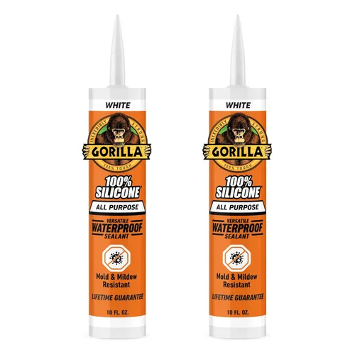 Miniatura 13 de Gorilla Sellador de silicona impermeable para calafatear y sellar, cartucho de 10 onzas (paquete de 1), sellador de calafateo blanco para cocina