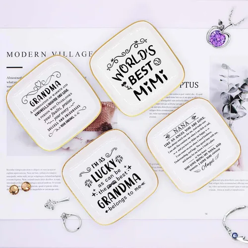Miniatura 5 de Littlefa To My MiMi - Bandeja decorativa para anillos de cerámica para abuela, regalo significativo para abuela de nieto, regalo único para abuela