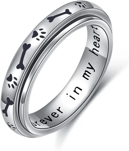 Anillos giratorios para la ansiedad, plata esterlina S925 Fidget Ansiedad Preocupación Alivio del aburrimiento TDAH Autismo Anillos para 1 anillo de