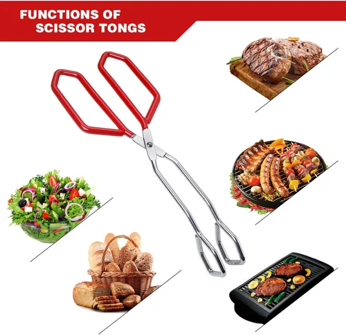 Miniatura 3 de MSY BIGSUNNY Pinzas de tijera de acero inoxidable, pinzas de cocina resistentes con asas suaves (1, rojo de 11 pulgadas)