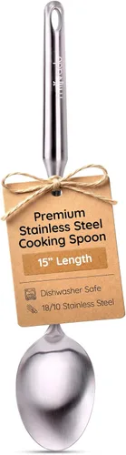 Miniatura 9 de Cucharón de sopa, cucharón de acero inoxidable, cucharones de 15 pulgadas para servir o cocinar, calidad premium, apto para lavavajillas, metal