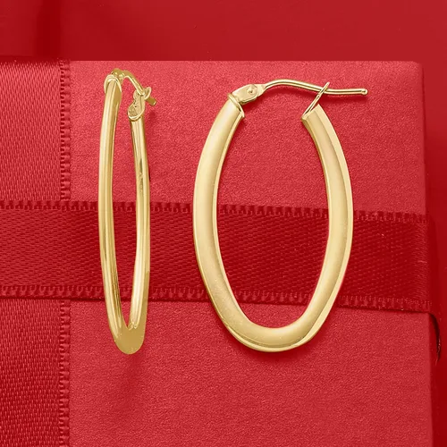 Miniatura 4 de Ross-Simons Pendientes de aro ovalados de oro amarillo italiano de 14 quilates, Oro, no conocido