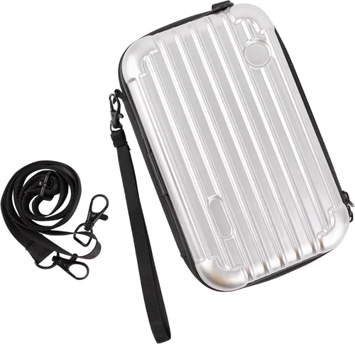 Miniatura 9 de Framendino, Estuche de cosméticos de carcasa dura morada, bolsa de transporte para artículos de tocador, mini cuerpo cruzado con cuerda de agarre