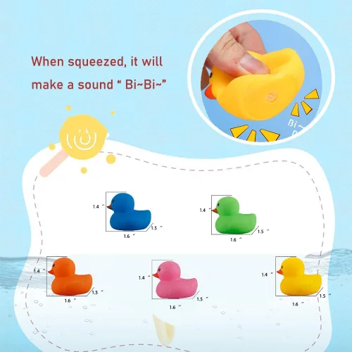 Miniatura 4 de 50 piezas de mini patos de goma multicolor para el baño del bebé, niños chillan y flotan pequeños patos de colores a granel para la ducha