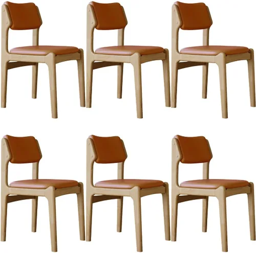 Miniatura 23 de YVYKFZD Wooden Dining Chairs Set, Leather Dining Room Chair with Back, Upholstered Kitchen Chairs, Armless Living Room Chair, for Bedroom Offices
