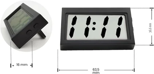 Miniatura 3 de Shudyear Reloj digital pequeño, con pantalla LCD gigante de hora y día, mini reloj digital pequeño para automóvil, funciona con pilas, para mesita