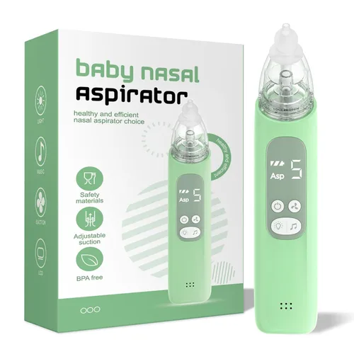 X-Bosak Aspirador Nasal para Bebé, Succionador Nasal Eléctrico con 5 Niveles de Succión, Luz Relajante y Canciones de Cuna (Verde)