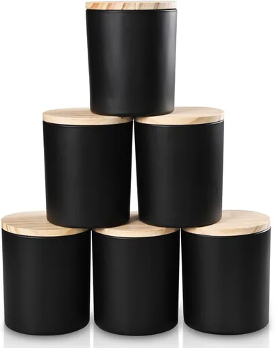 Miniatura 15 de SHOWIN Tarros de vela gruesos de 18 onzas para hacer velas, 6 unidades, frascos vacíos con tapas de madera para hacer velas, recipiente de muestra