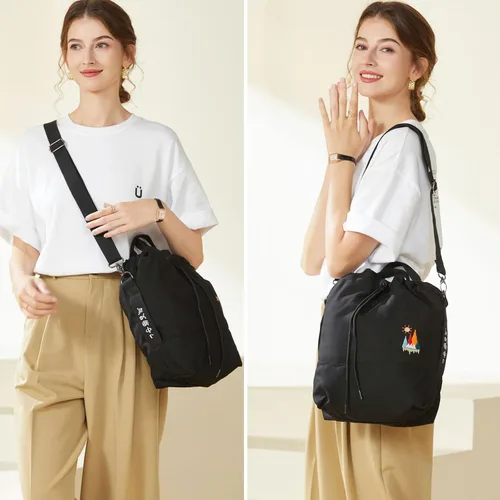 Miniatura 5 de Bolso bandolero de lona para mujer, estilo informal, con bordado de sol