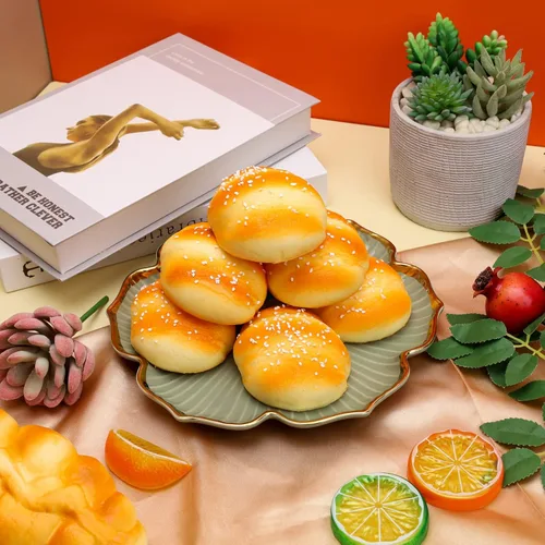 Miniatura 7 de Gresorth 6 piezas de pan de sésamo artificiales decoración de postre de sésamo sintético decoración de pastel de postre de sésamo PU modelo de pan