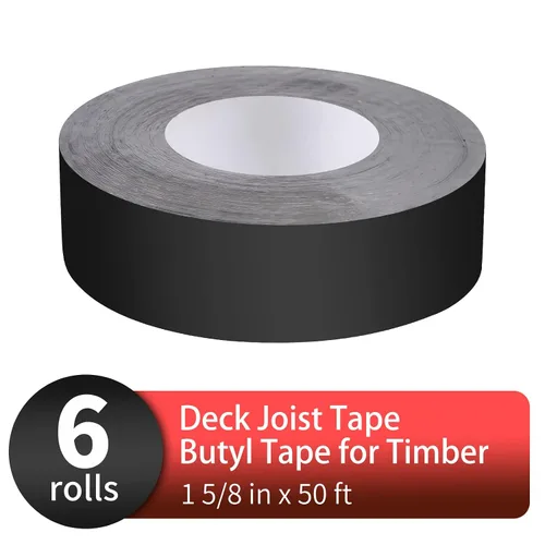Miniatura 2 de DPEI Cinta de viguetas para terrazas – Cinta de butilo intermitente, 1-5/8 pies x 50 pies – Negro, resistente a la intemperie, autoadhesiva, 6 rollos