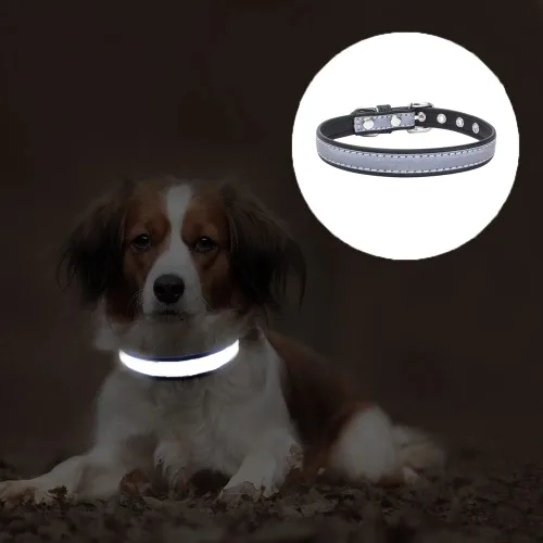 Miniatura 2 de High Bright - Collar reflectante de piel sintética para cachorros, de piel sintética con reflejo de seguridad, collares reflectantes para mascotas