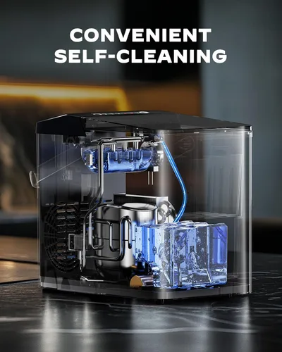 Miniatura 5 de Máquina de hielo para encimera, máquina de hielo con tanque de agua autolimpiante de 1.8 L, cesta de hielo grande, máquina de hielo portátil que