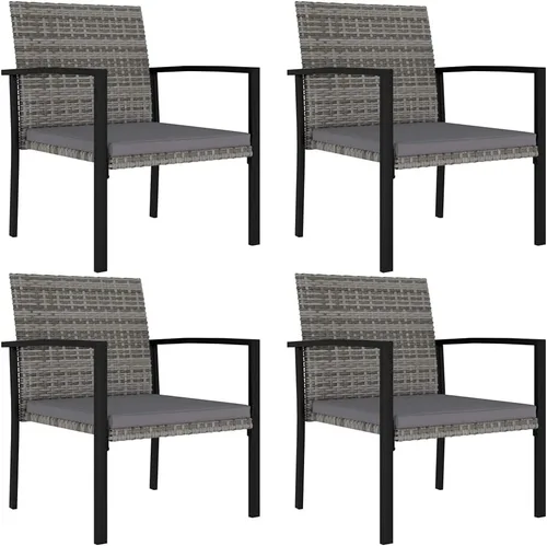 Miniatura 3 de vidaXL 4 sillas de comedor para patio en color gris, muebles de exterior de ratán de polietileno resistentes a la intemperie con marco de acero