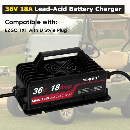Miniatura 2 de Cargador de batería de 36 V 18 A compatible con carritos de golf EZGO TXT con enchufe estilo D, carga rápida inteligente para baterías de plomo