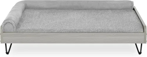 Miniatura 8 de Cama de madera para perros con colchón resistente al agua, cama elevada para mascotas pequeña a mediana con colchón relajante, certificado