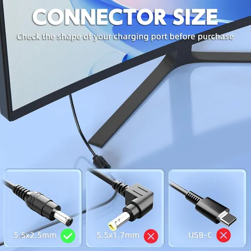 Miniatura 2 de Fuente de alimentación de 12V 6A 72W (punta de 0.217x0.098 in) Reemplazo para monitor curvo Sceptre EC, compatible con la serie SC Supersonic