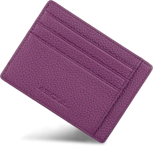 Miniatura 9 de VISOUL Soporte delgado para tarjetas de crédito para mujer, bloqueo RFID, cartera pequeña de cuero para mujer con bolsillo para monedas