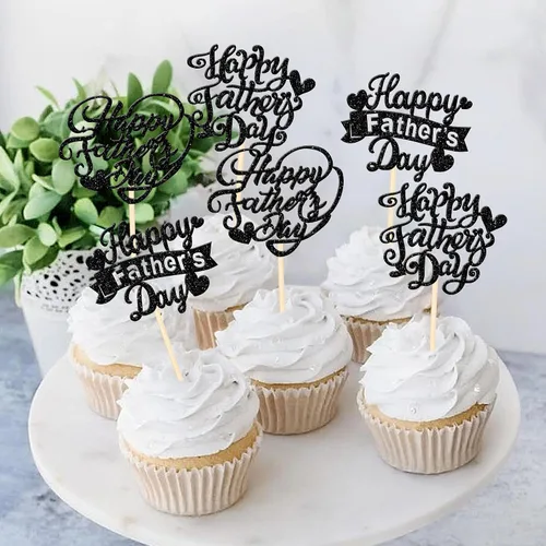 Miniatura 8 de 24 adornos para cupcakes con purpurina para el Día del Padre, con purpurina, corazón, amor, padre, mejor papá, decoración de cupcakes para feliz día