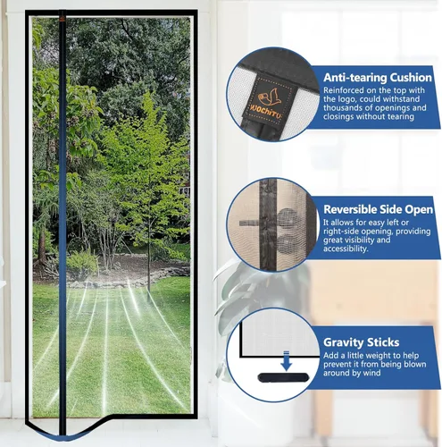 Miniatura 4 de WochiTV Malla Reversible para Puerta Mosquitera se Ajusta a Puerta de Tamaño 32 x 82, Apertura Lateral Izquierda o Derecha Puerta Mosquitera