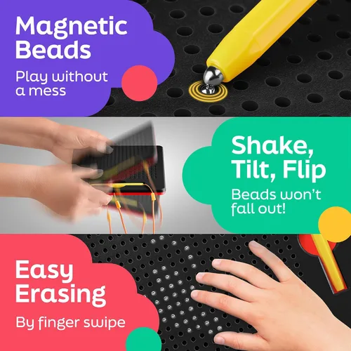 Miniatura 4 de AYNAT FUN - Tablero de dibujo magnético para niños, juguetes para hacer garabatos y bocetos, incluye lápiz digital magnético y cuentas para niñas