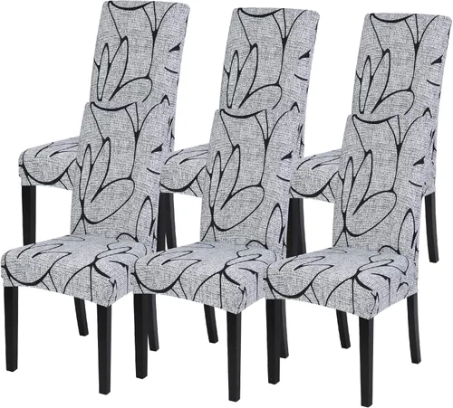 Miniatura 97 de SearchI Juego de 4 fundas para sillas de comedor, elásticas con estampado floral, fundas deslizables para sillas Parsons de spandex, removibles