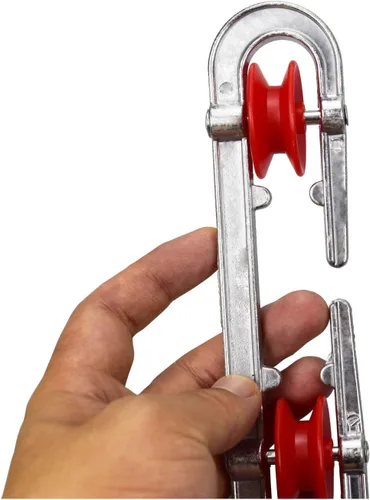 Miniatura 5 de Polea separadora de tendedero de aluminio de plástico para tendedero largo y cargas pesadas (2, plateado)