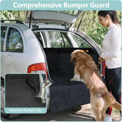 Miniatura 6 de FunniPets Forro de carga para SUV, funda de carga para perro resistente al agua con protector de paredes laterales y solapa para parachoques, Negro