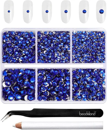 Miniatura 17 de BEADSLAND 4300 piezas de diamantes de imitación con parte plana, diamantes de imitación transparentes para uñas, gemas de cristal redondas