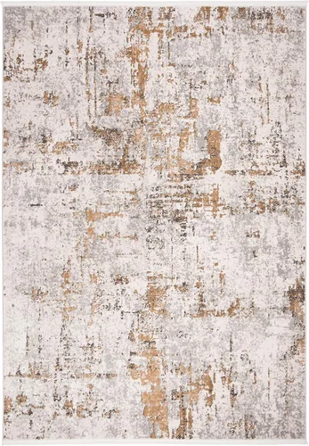 SAFAVIEH Shivan Collection - Alfombra decorativa de 2 pies 2 pulgadas x 4 pies, gris y dorado, diseño abstracto moderno, no desprende pelusa y de