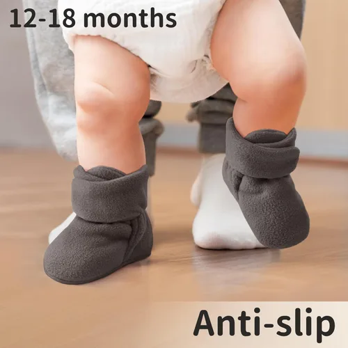 Miniatura 2 de Botines de forro polar para recién nacido, unisex, antideslizantes, para recién nacidos, primeros pasos, zapatos cálidos para la casa para bebés