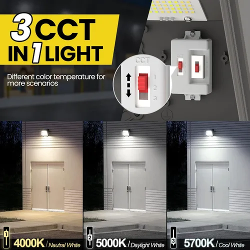 Miniatura 3 de YARBO Paquete de luz LED de pared de 80 W, 60 W, 40 W, 3 CCT seleccionables con fotocélula del atardecer al amanecer, 22500 lm 150 lm/W, AC100-277