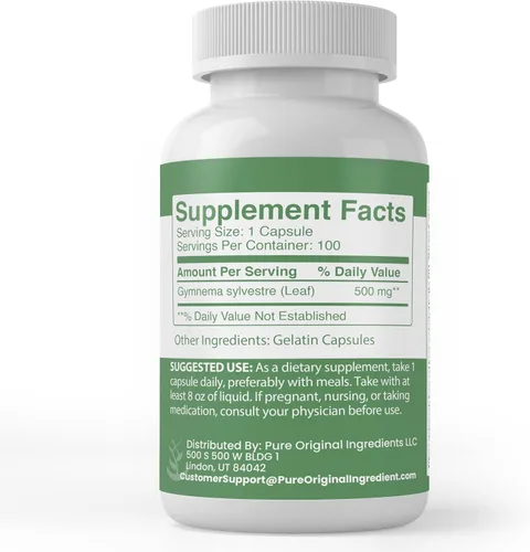 Miniatura 3 de PURE ORIGINAL INGREDIENTS Gymnema Sylvestre, (100 cápsulas), siempre puro, sin aditivos ni rellenos, verificado por laboratorio
