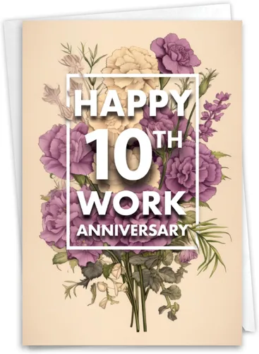 Miniatura 8 de NobleWorks Tarjeta de felicitación de 10º aniversario (compañero de trabajo) con sobre de 5 x 7 pulgadas para hombres, mujeres (1 tarjeta) 10 años