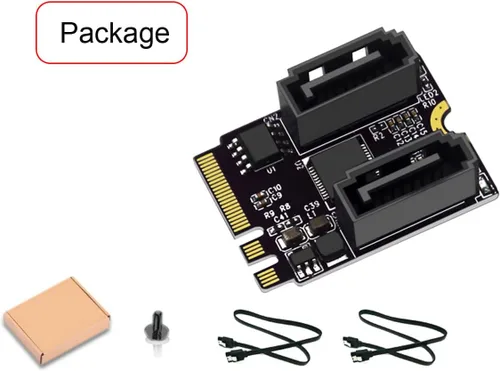 Miniatura 6 de NGFF clave A+E PCI Express a SATA 3.0 6Gbps adaptador de doble puerto convertidor tarjeta de extensión de disco duro JMB582 2230