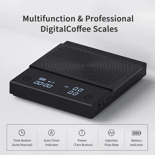 Miniatura 2 de Báscula de Café TIMEMORE Basic 2.0, Báscula Electrónica de Espresso con Tasa de Flujo de Agua y Función de Temporizador, Cambio Gratuito