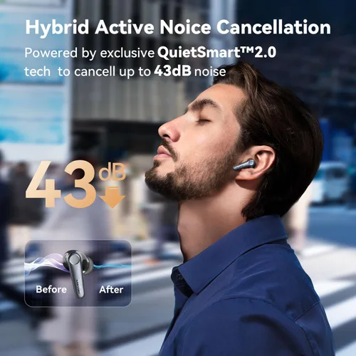 Miniatura 3 de Auriculares EarFun Air Pro 3 con cancelación de ruido, sonido adaptativo Qualcomm® aptX™, 6 micrófonos CVC 8.0 ENC, auriculares Bluetooth 5.3