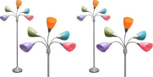 Miniatura 14 de Simple Designs LF2006-BAW 67" Lámpara de pie contemporánea con múltiples cabezales Medusa de 5 luces, lámpara de pie ajustable de cuello de cisne