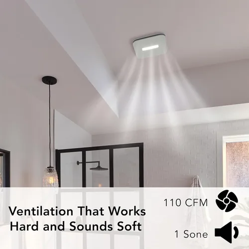 Miniatura 3 de Broan-NuTone AE110LK Ventilador Extractor de Baño con Luz, Fácil Instalación, Certificado ENERGY STAR, Potente 110 CFM, Silencioso 1.0 Sones, Blanco