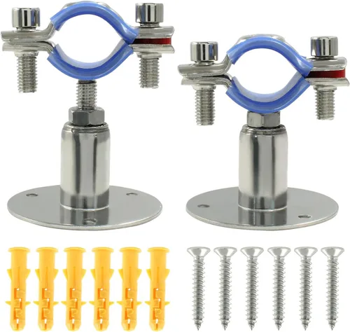 Miniatura 7 de 2 soportes de tubo de montaje en pared de acero inoxidable 304, adecuados para tubos OD de 1/2 pulgadas (0.748-0.866 in), altura ajustable