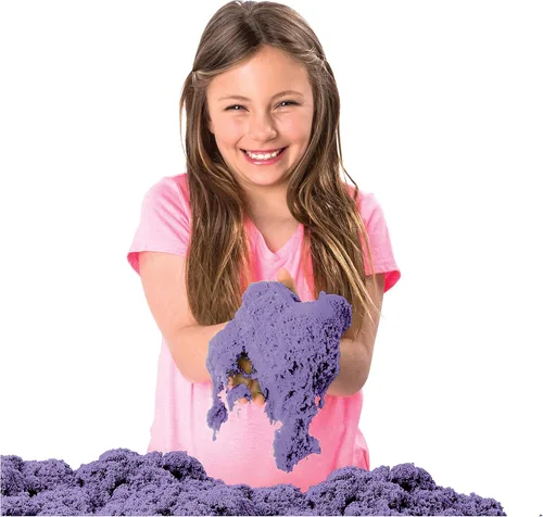 Miniatura 6 de Kinetic Sand, caja de arena con 1 libra de arena morada y 3 moldes, para edades de 3 y más Morado