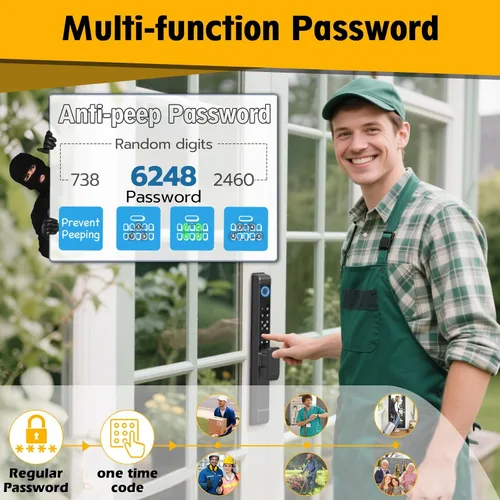 Miniatura 4 de Cerradura de puerta corrediza de vidrio, cerradura inteligente para puerta corrediza Eseesmart con teclado de código de huella dactilar, tarjeta