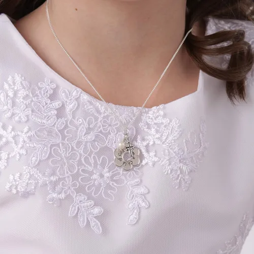 Miniatura 4 de Collar de plata de ley con diseño de margaritas "Soy un hijo de Dios" para niñas
