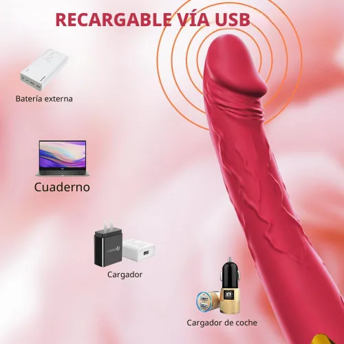 Miniatura 7 de Vibrador realista de 7.6 pulgadas para mujeres, 10 potentes modos de vibración para estimulación del clítoris y punto G, juguetes sexuales