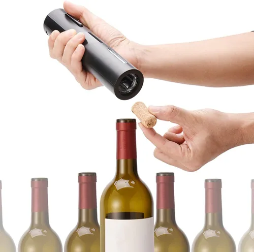Miniatura 7 de COKUNST Abrebotellas de vino eléctrico, funciona con pilas, con cortador de papel de aluminio, removedor de sacacorchos con botón de un solo clic