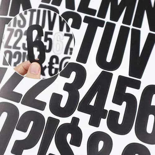 Miniatura 2 de 8 hojas de calcomanías de números de letras, calcomanías de vinilo del alfabeto de 2 pulgadas, calcomanías autoadhesivas de letras de puntuación
