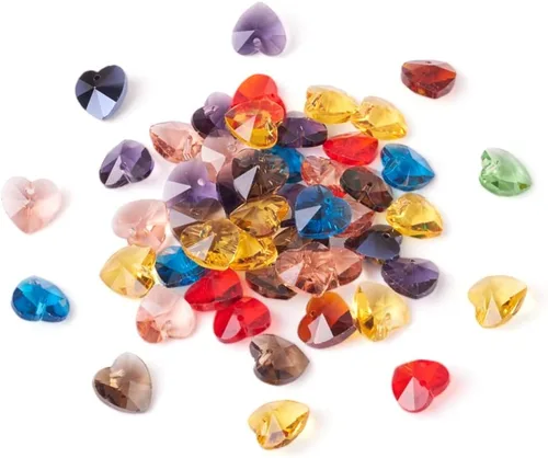 Miniatura 13 de Cheriswelry 96 dijes de cristal de mariposa transparente facetados, colgantes de corazón de amor, adornos colgantes de 51.732 in para hacer aretes