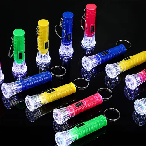 Miniatura 5 de Jexine 100 piezas Mini Linterna Llavero A granel Colores Surtidos Antorcha Llavero Linternas LED Llavero Pequeño Luz de Linterna para Senderismo