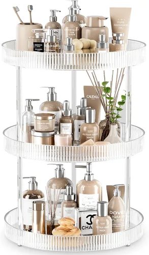 Miniatura 10 de Acina Organizador de encimera de baño de 2 niveles: bandeja de almacenamiento giratoria de 360° Clear Lazy Susan - Estante giratorio para perfumes